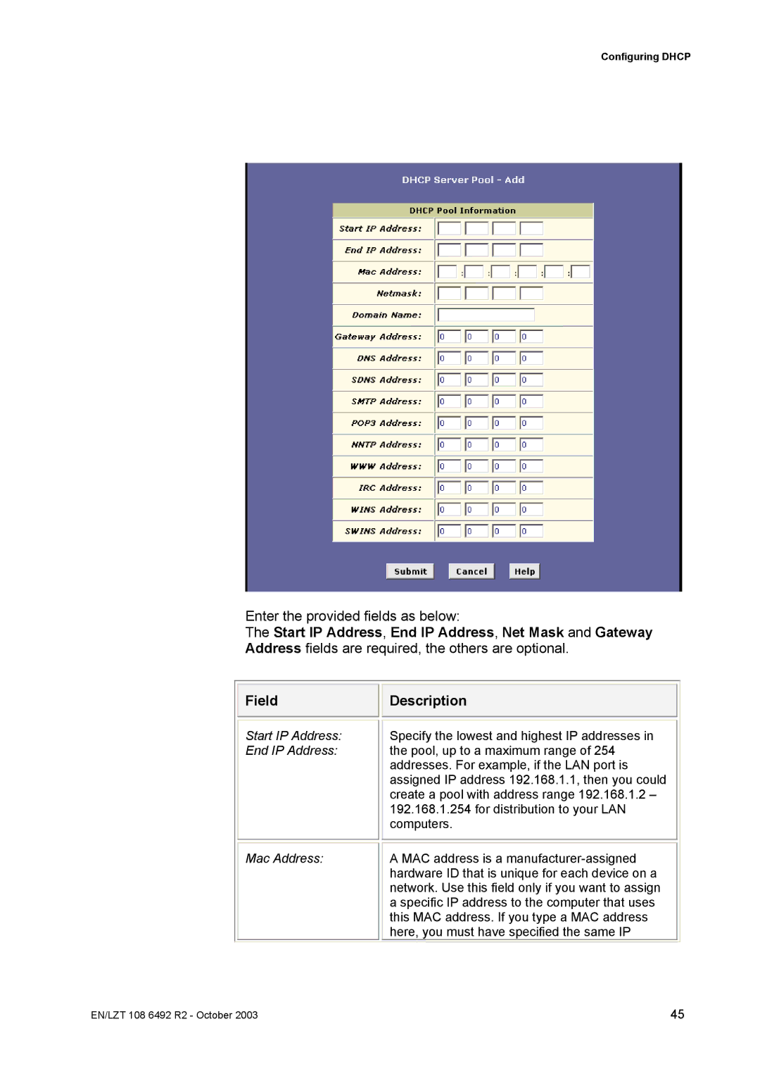 Garmin HM210DP/DI manual Start IP Address End IP Address Mac Address 