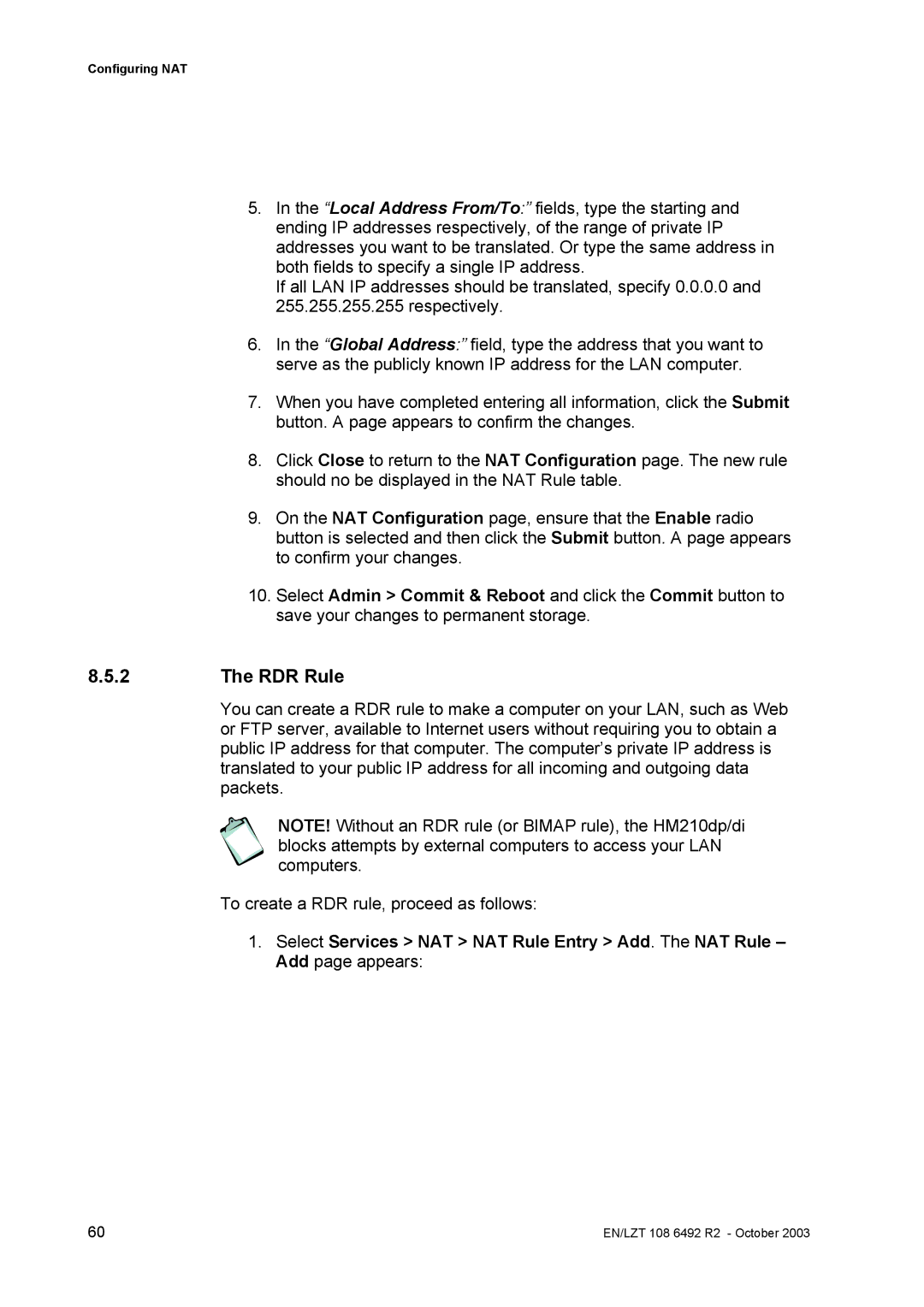 Garmin HM210DP/DI manual RDR Rule 