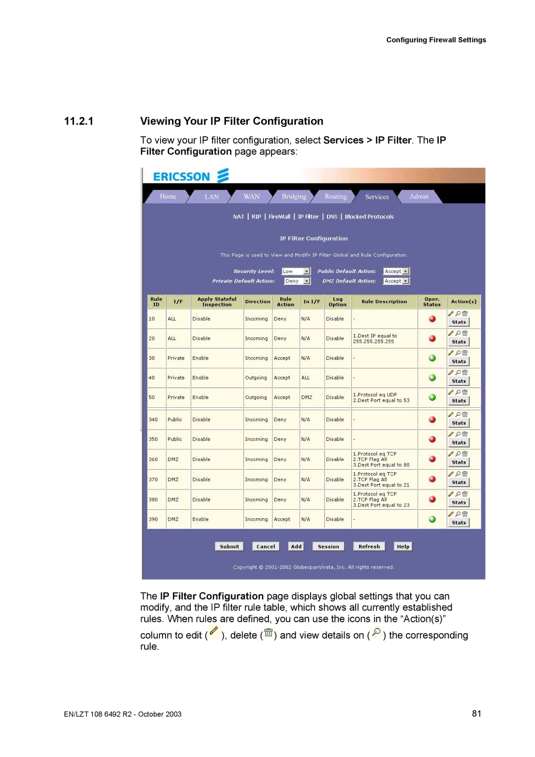 Garmin HM210DP/DI manual Viewing Your IP Filter Configuration 