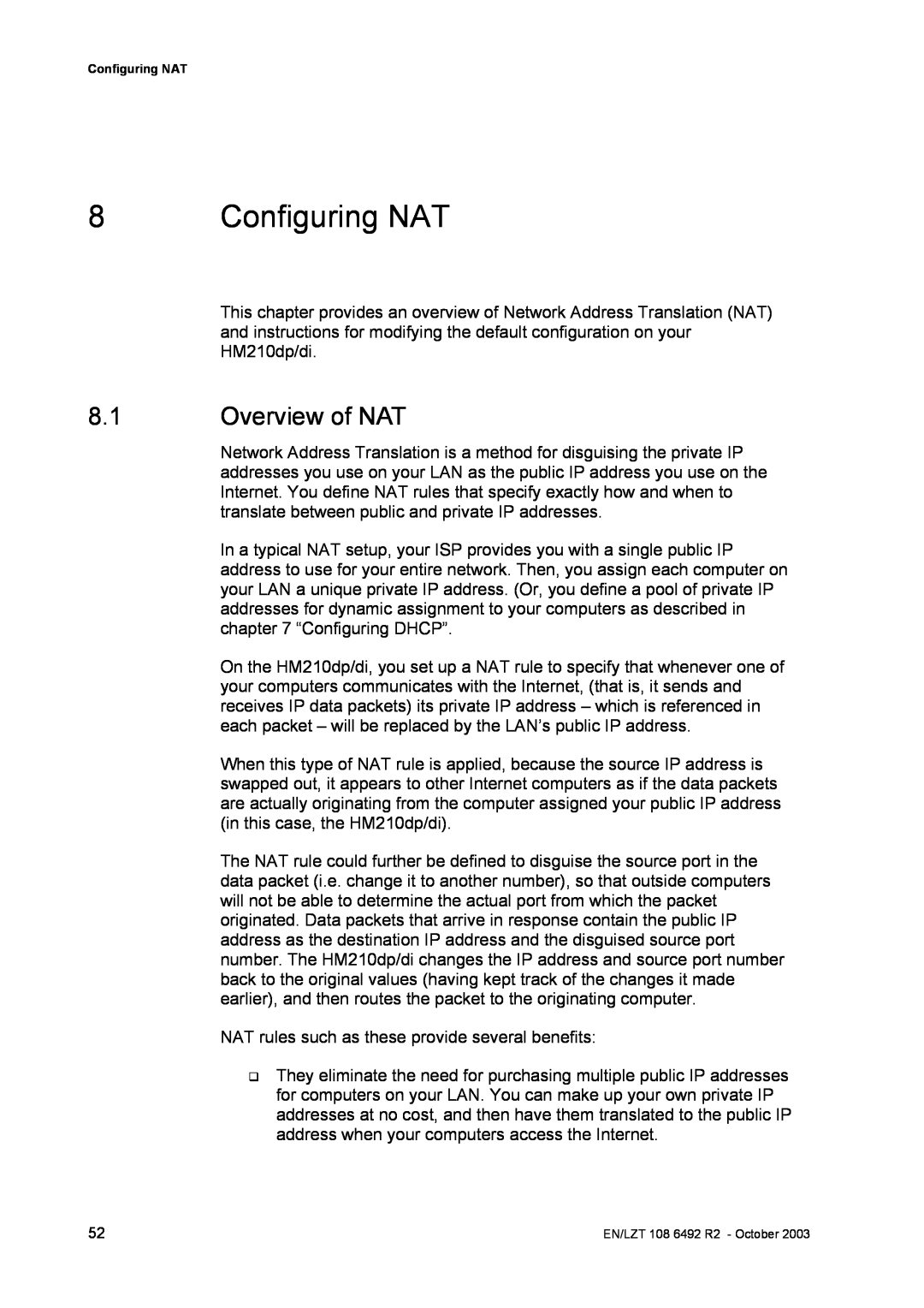 Garmin HM210DP/DI manual Configuring NAT, Overview of NAT 