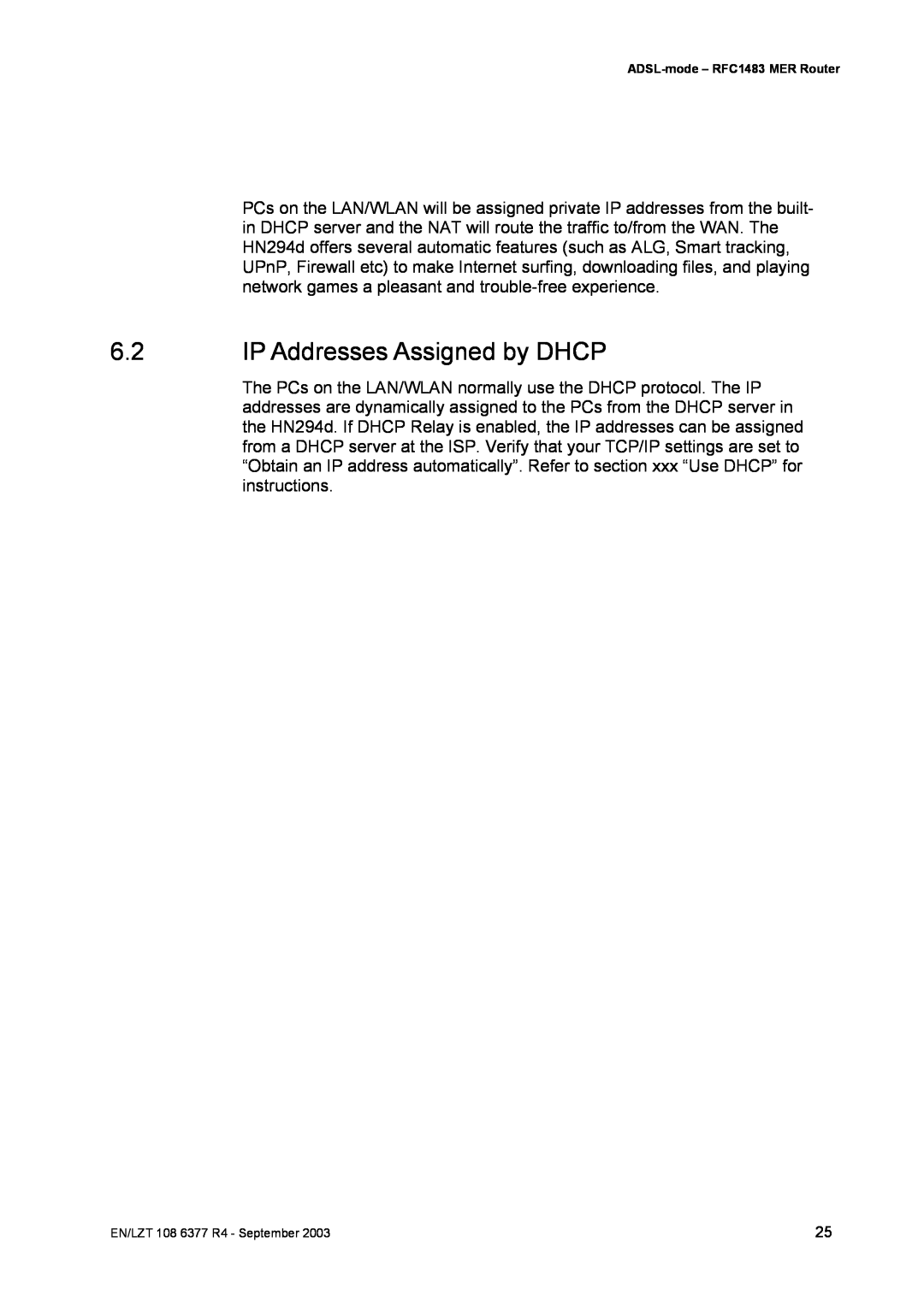 Garmin HN294DP/DI manual IP Addresses Assigned by DHCP 