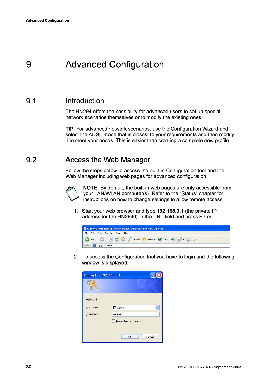 Garmin HN294DP/DI manual Advanced Configuration, Introduction, Access the Web Manager 