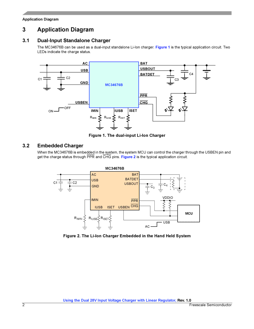 Garmin MC34676B manual Application Diagram, Dual-Input Standalone Charger, Embedded Charger 