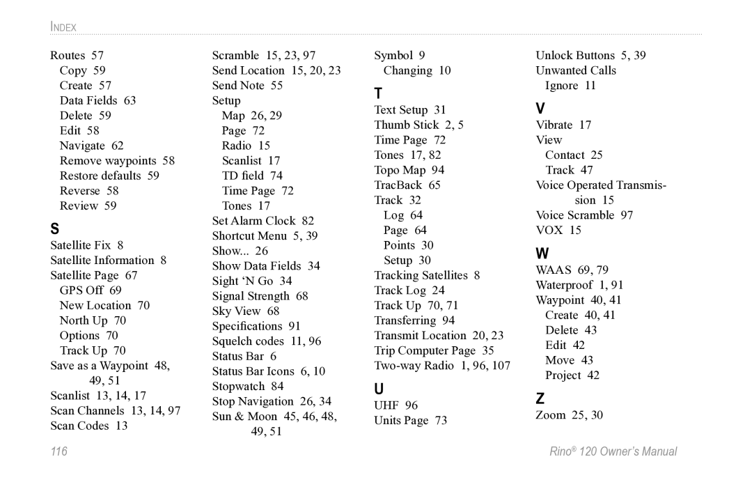 Garmin Rino 120 owner manual 116 