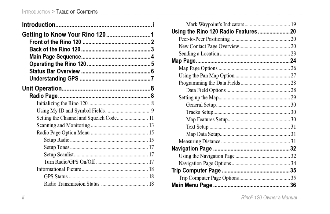 Garmin Rino 120 owner manual Initializing the Rino Using My ID and Symbol Fields 