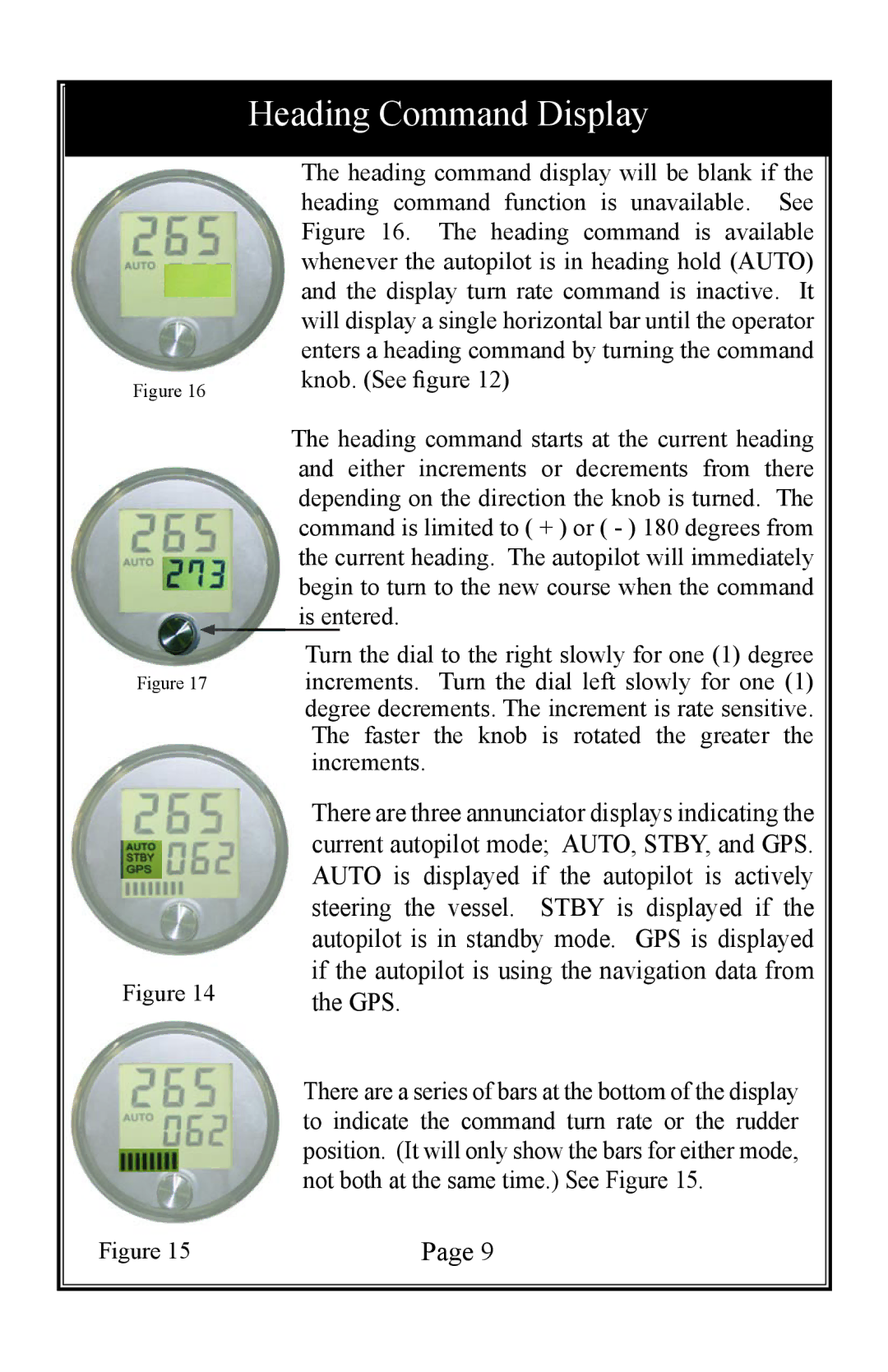 Garmin TR-1 owner manual Heading Command Display 