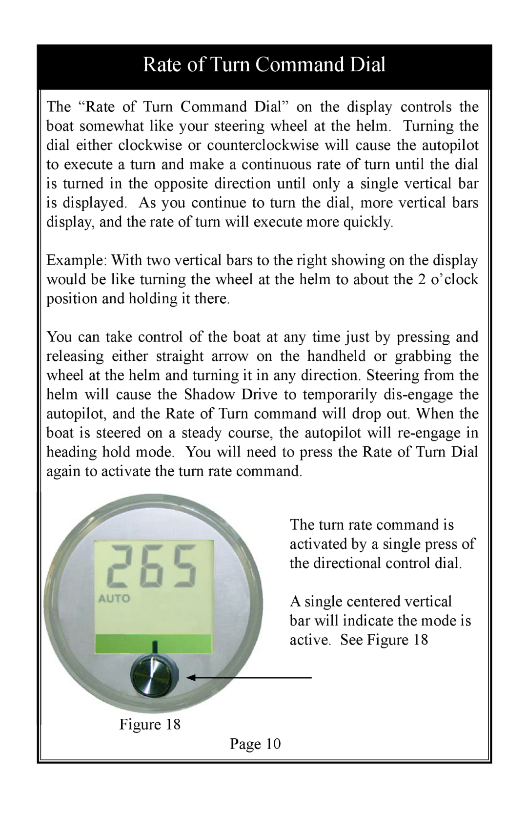 Garmin TR-1 owner manual Rate of Turn Command Dial 