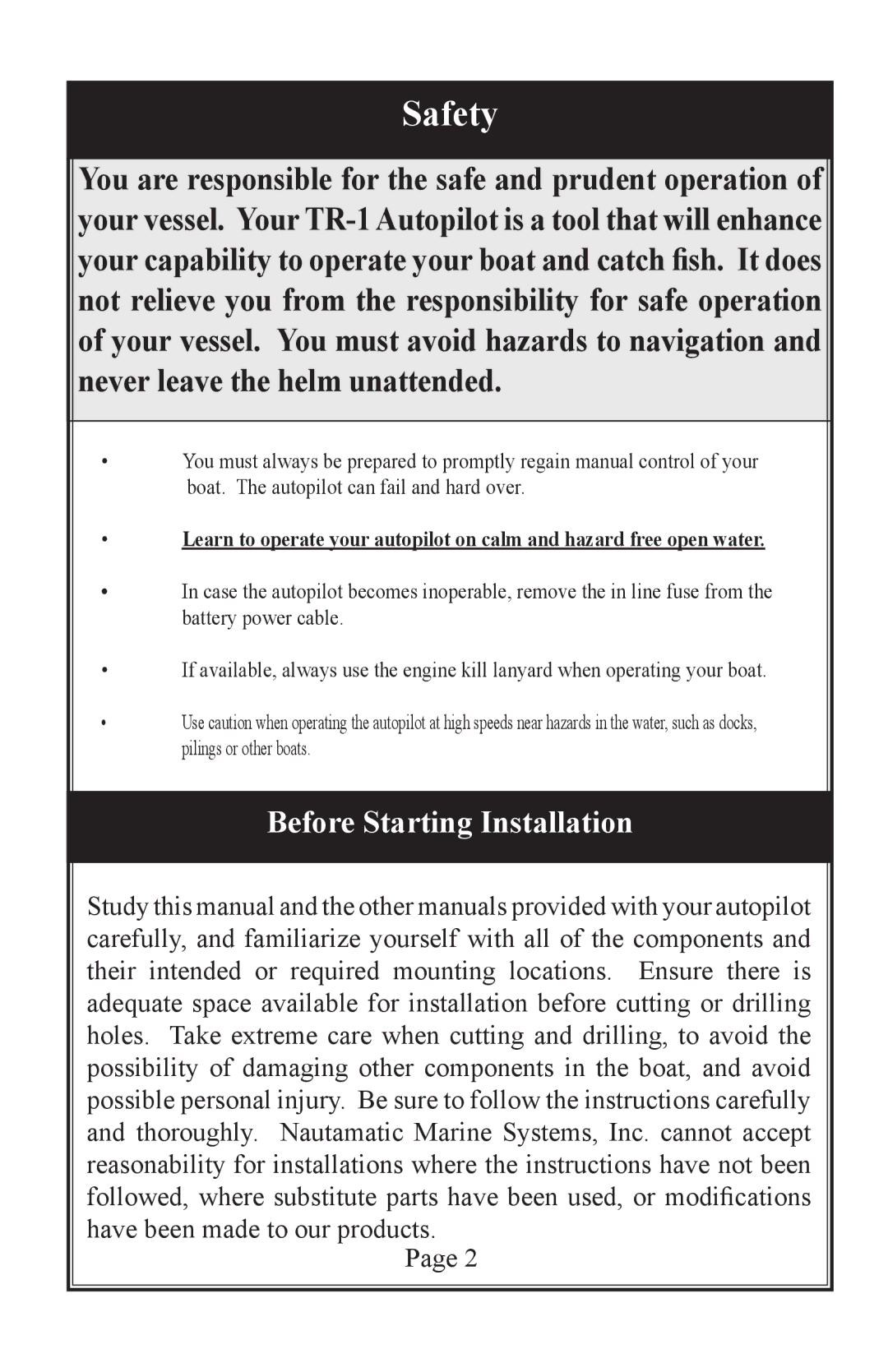 Garmin TR-1 owner manual Safety 