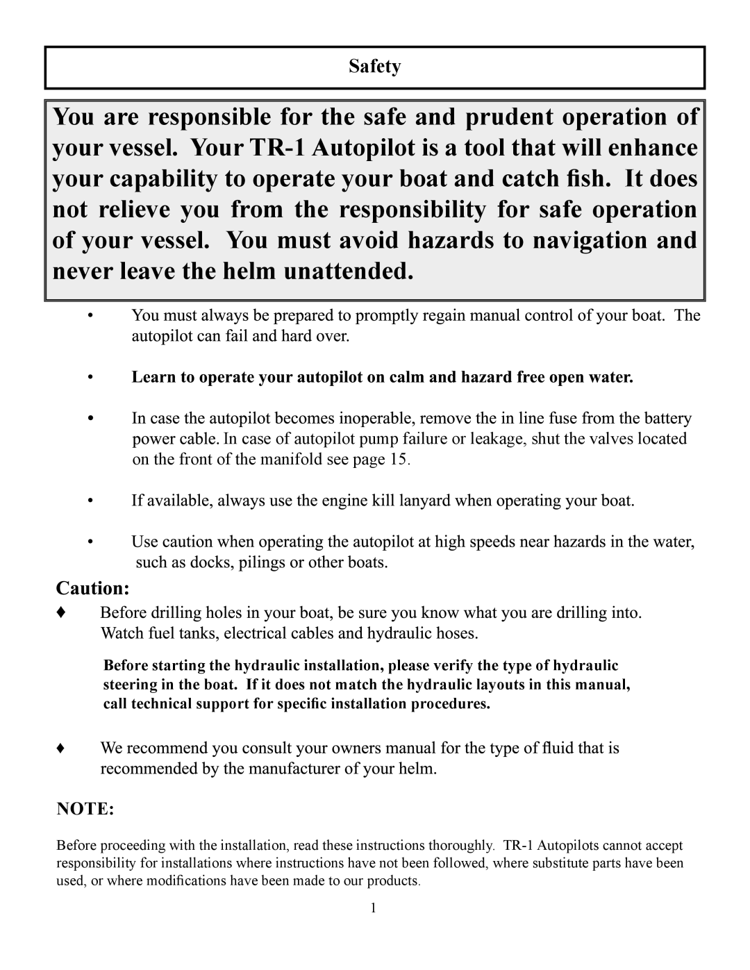 Garmin TR-1 manual Safety 