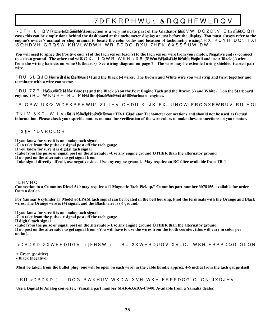 Garmin TR-1 manual Tachometry Connections, ’s Gasoline 