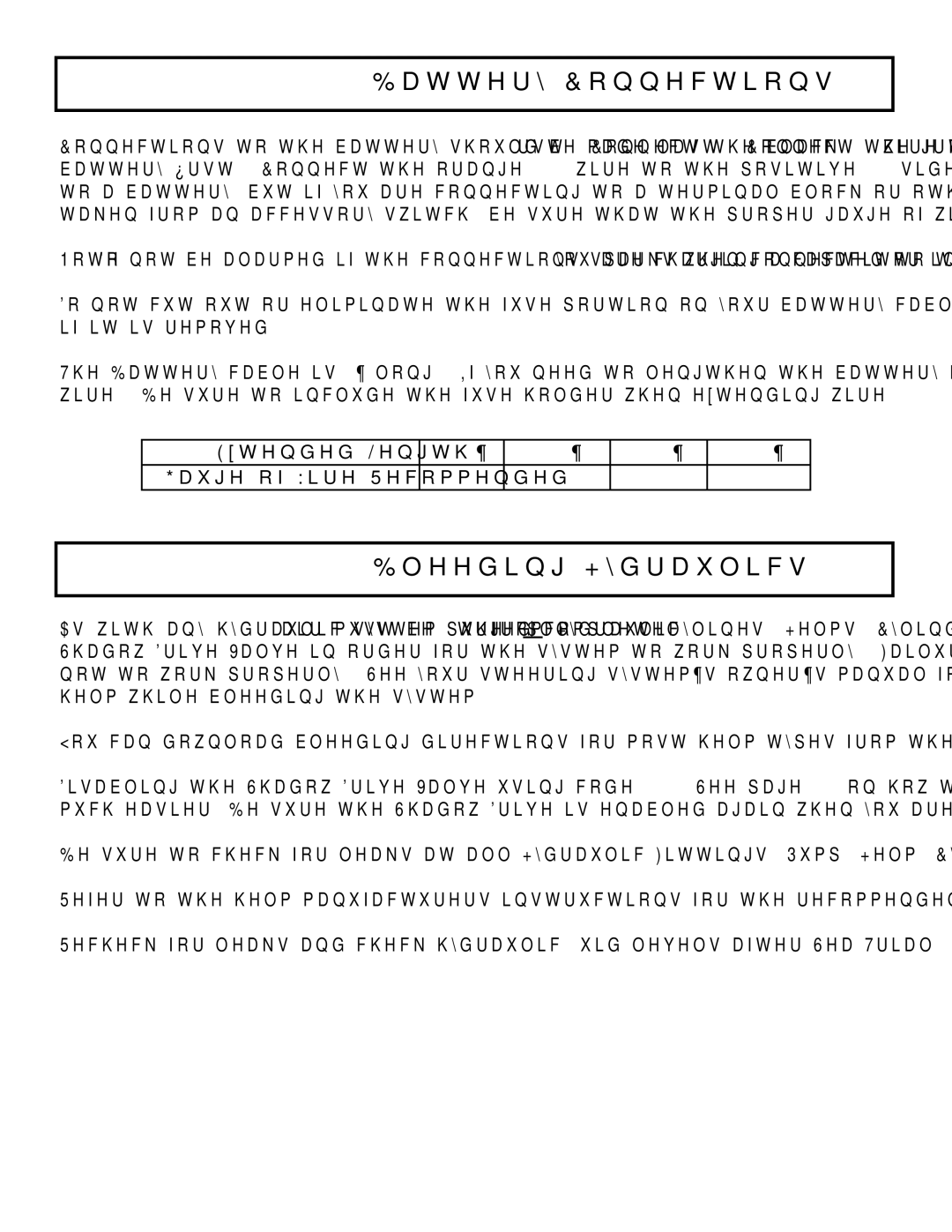 Garmin TR-1 manual Battery Connections, Bleeding Hydraulics 