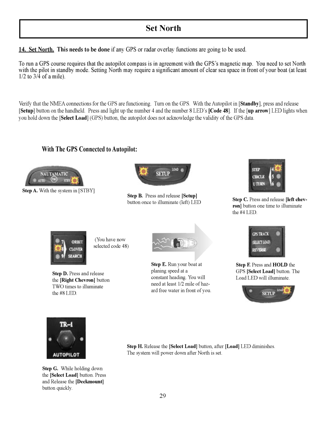 Garmin TR-1 manual Set North, With The GPS Connected to Autopilot 