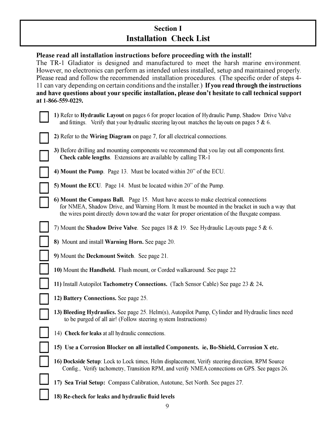 Garmin TR-1 manual Installation Check List, Battery Connections. See 