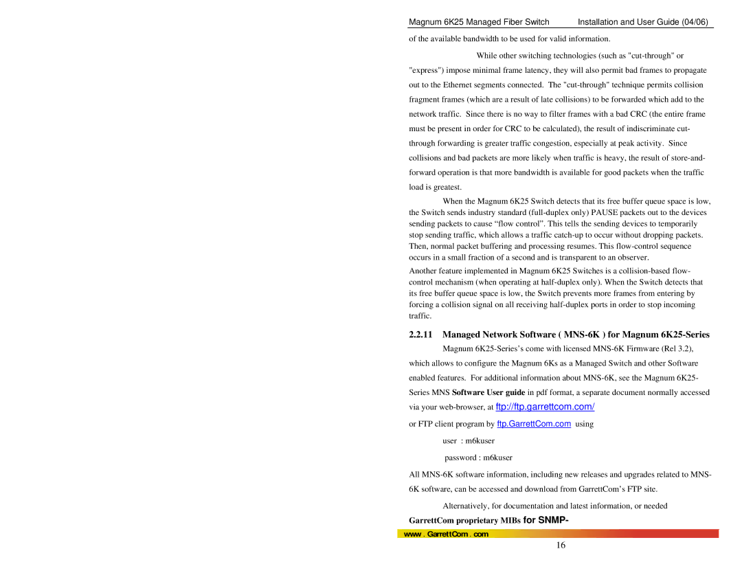 GarrettCom manual Managed Network Software MNS-6K for Magnum 6K25-Series, GarrettCom proprietary MIBs for Snmp 