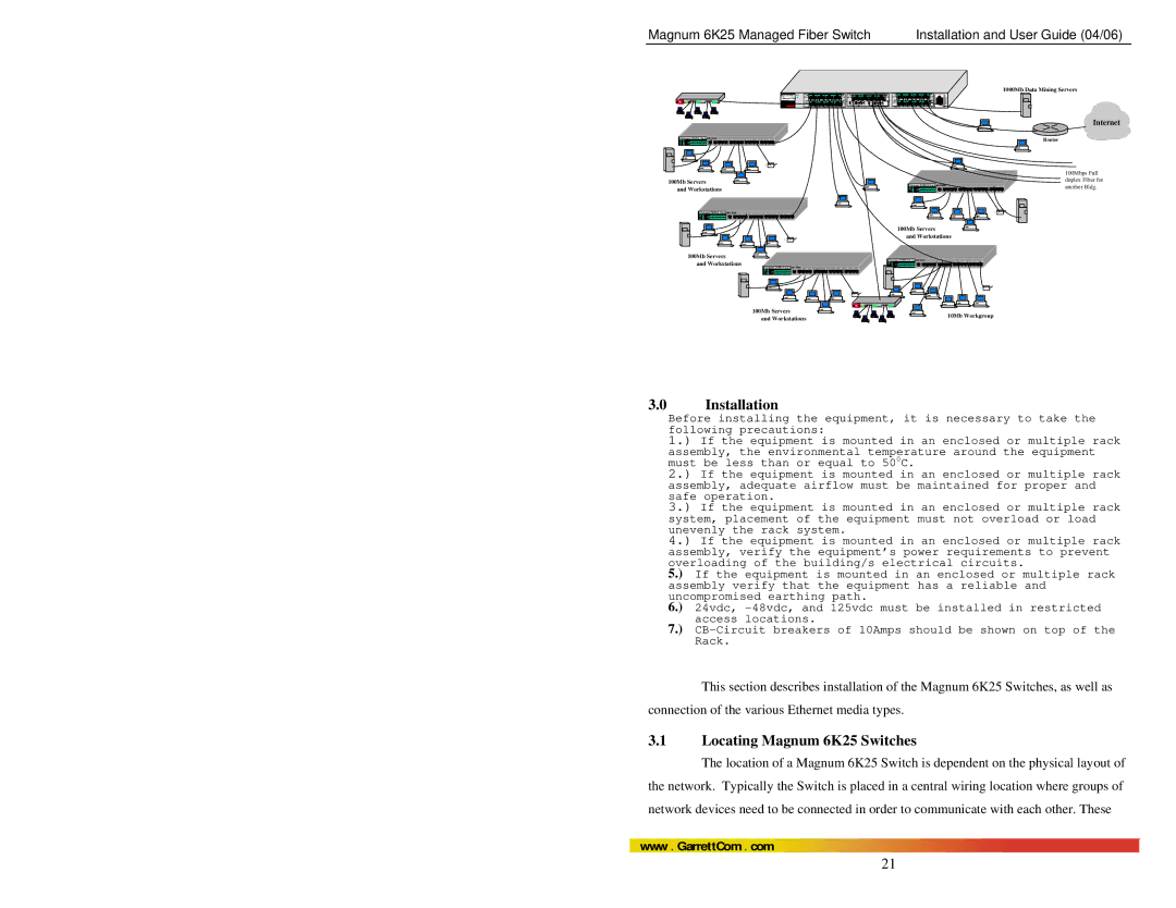 GarrettCom manual Installation, Locating Magnum 6K25 Switches 