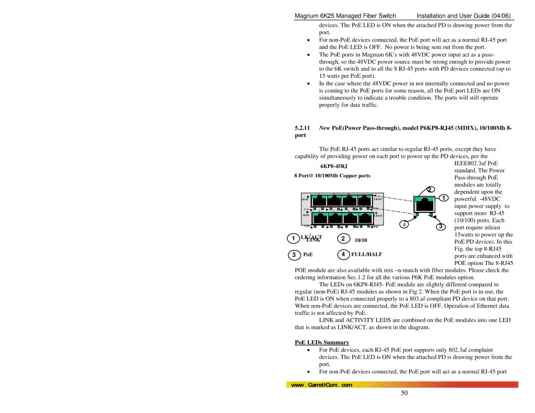 GarrettCom 6K25 manual Fig. the top 8-RJ45 