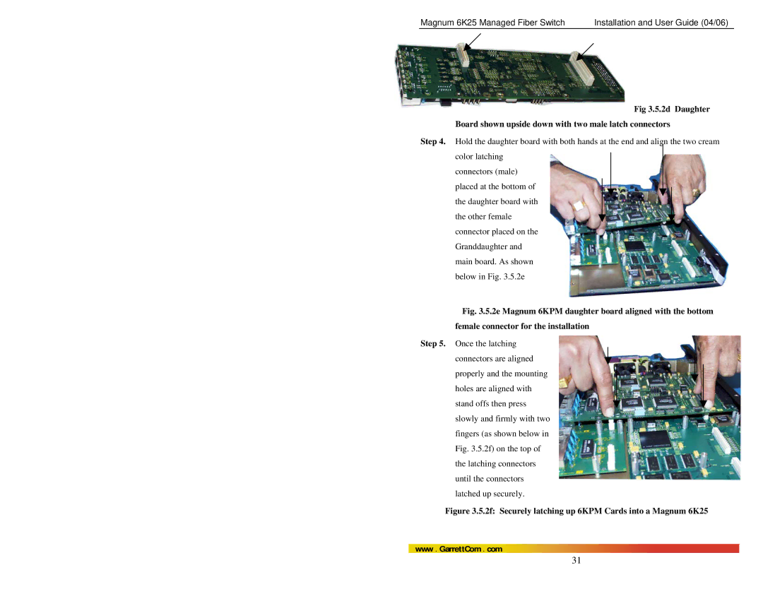 GarrettCom manual 2f Securely latching up 6KPM Cards into a Magnum 6K25 