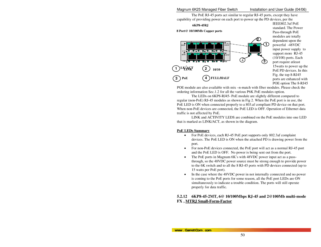 GarrettCom 6K25 manual Fig. the top 8-RJ45 