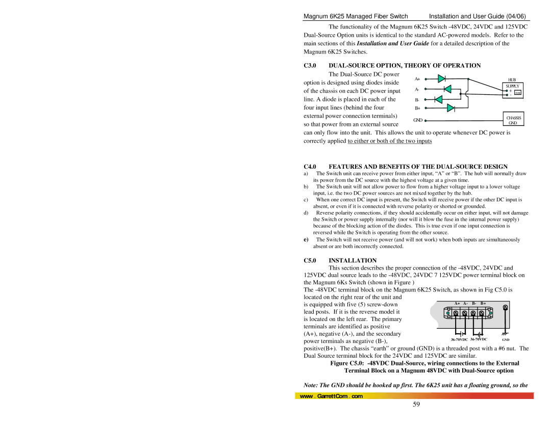 GarrettCom 6K25 manual C4.0 Features and Benefits of the DUAL-SOURCE Design 