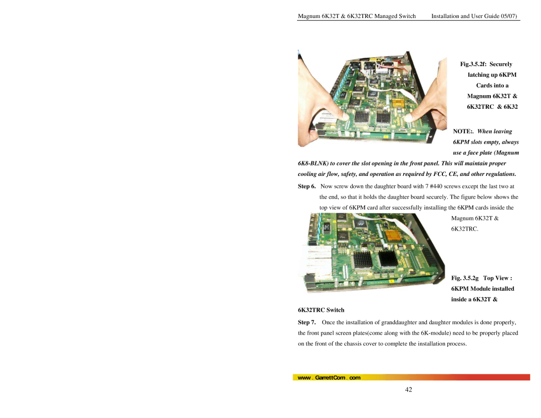 GarrettCom 6K32TRC user manual Www . GarrettCom . com 