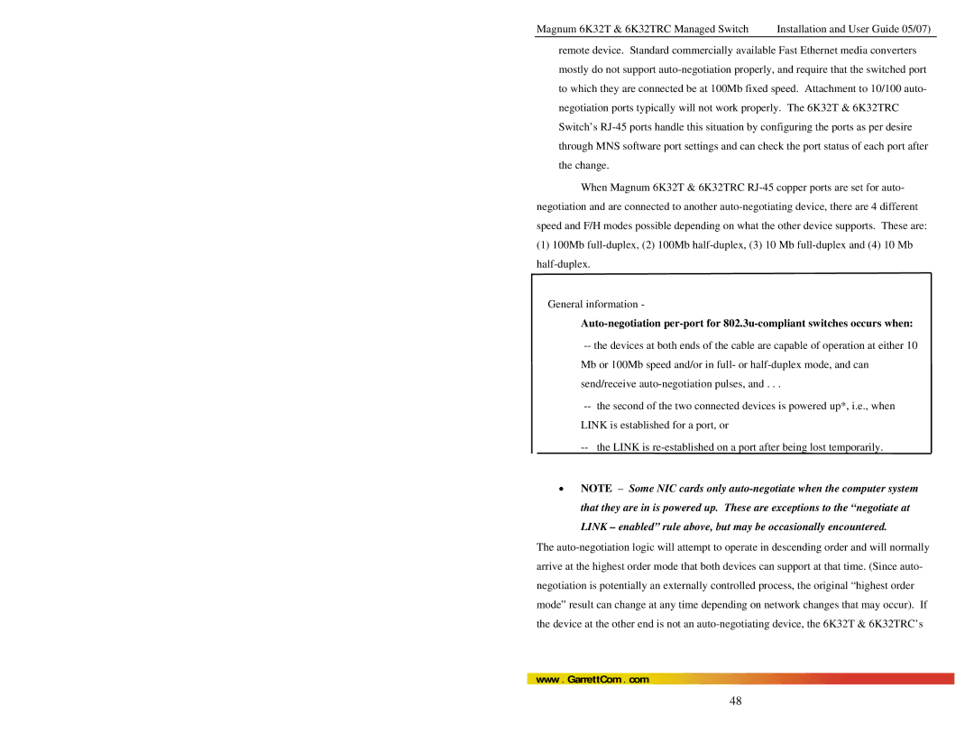 GarrettCom 6K32TRC user manual Www . GarrettCom . com 