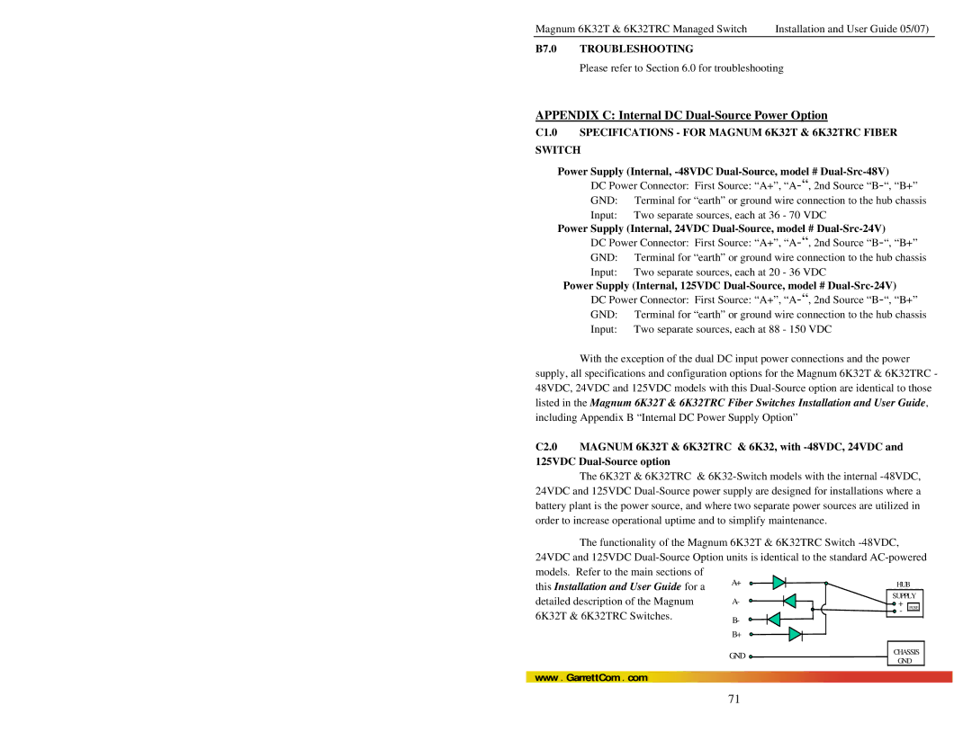 GarrettCom 6K32TRC user manual Installation and User Guide 05/07 