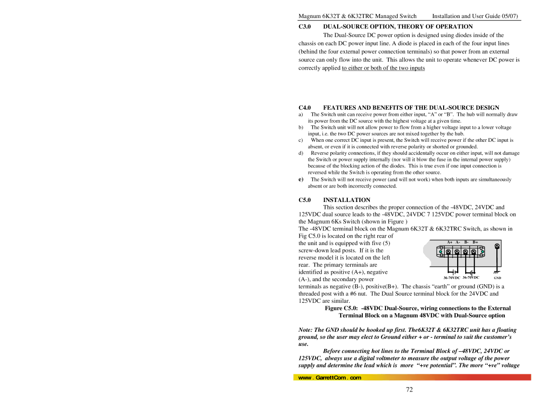 GarrettCom 6K32TRC user manual C3.0 DUAL-SOURCE OPTION, Theory of Operation 