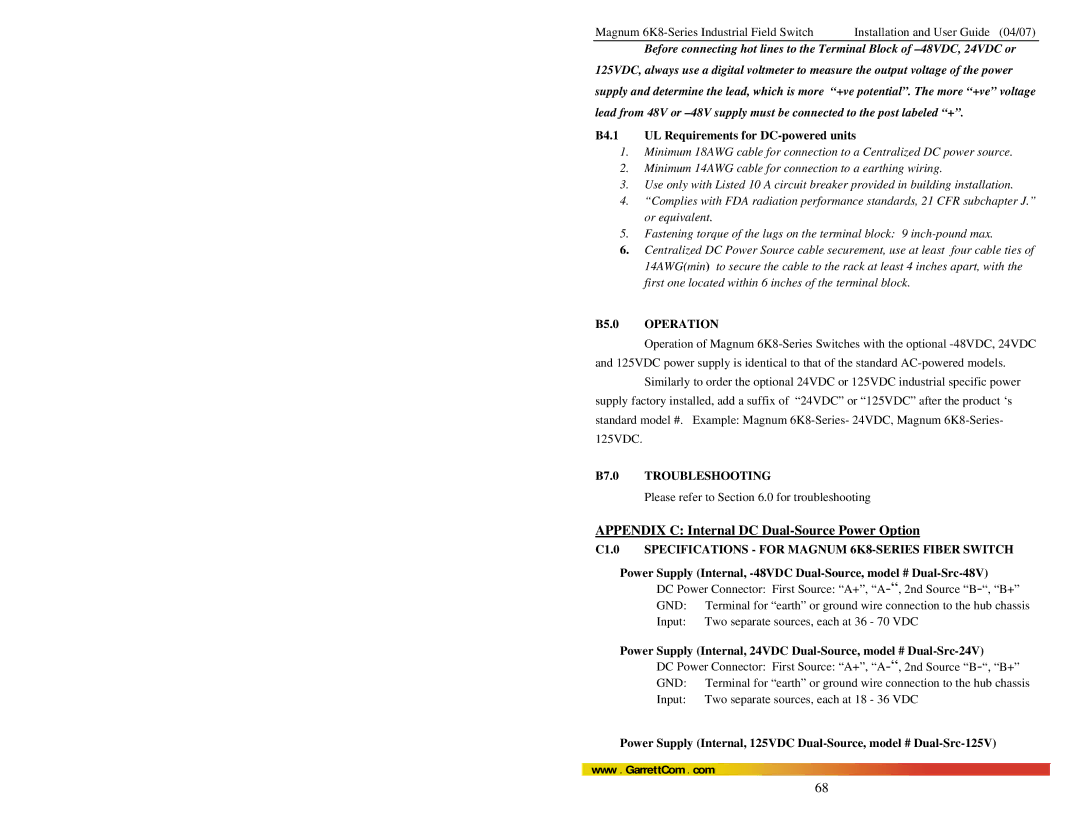 GarrettCom 6K8 manual B7.0 Troubleshooting 