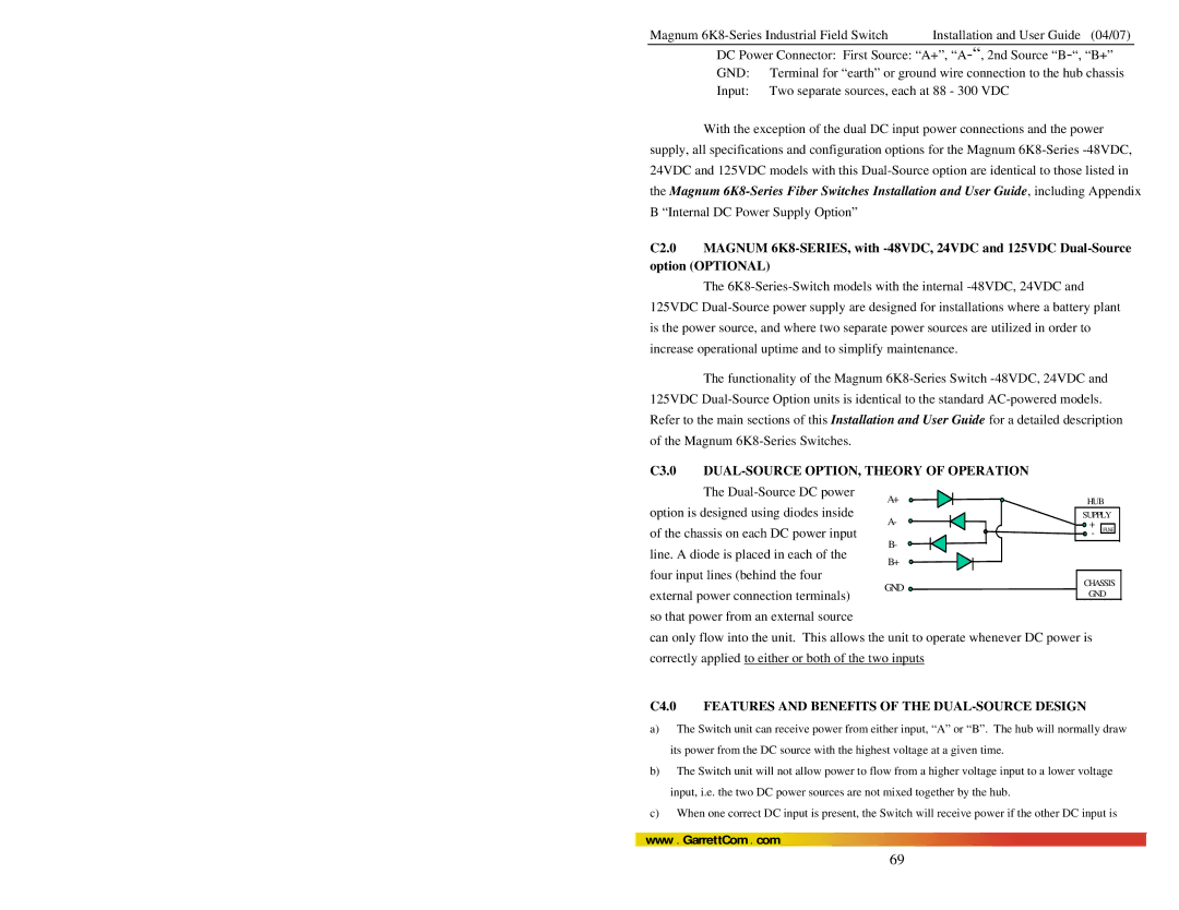 GarrettCom 6K8 manual C4.0 Features and Benefits of the DUAL-SOURCE Design 