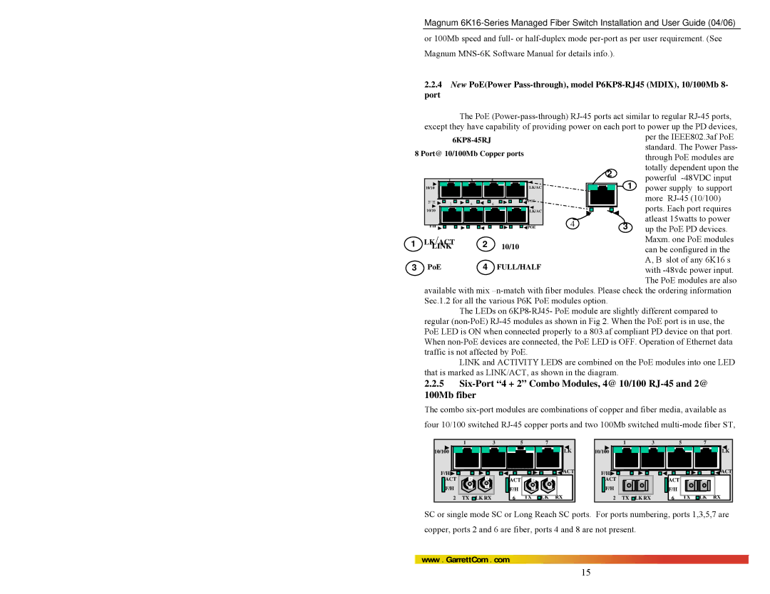 GarrettCom 84-00136 manual Per the IEEE802.3af PoE 