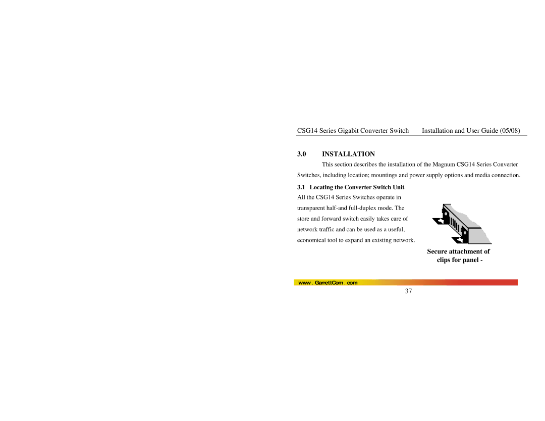 GarrettCom CSG14 manual Secure attachment of clips for panel 