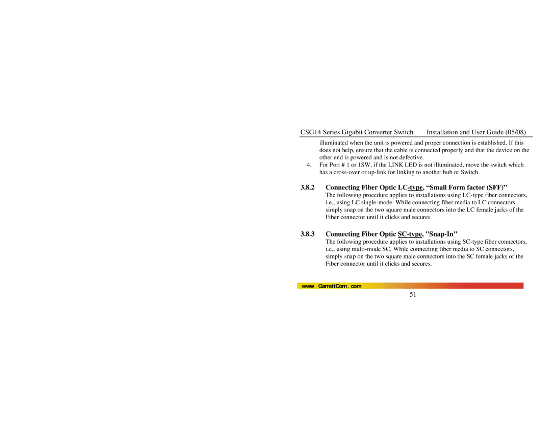 GarrettCom CSG14 manual Connecting Fiber Optic LC-type, Small Form factor SFF, Connecting Fiber Optic SC-type, Snap-In 