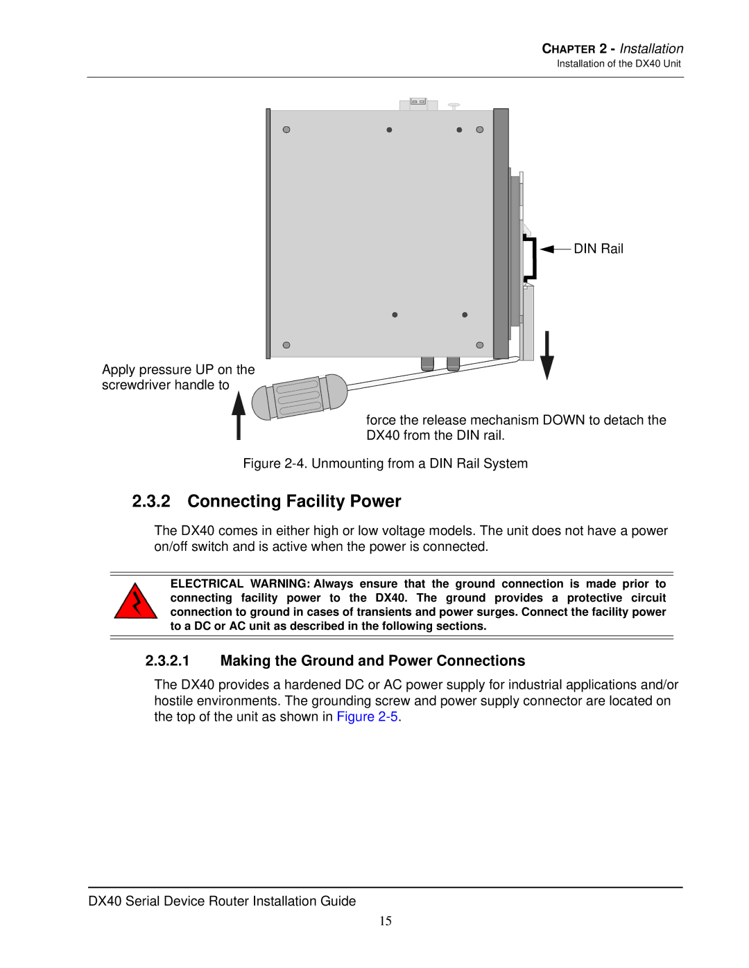 GarrettCom DX40 manual Connecting Facility Power, Making the Ground and Power Connections 