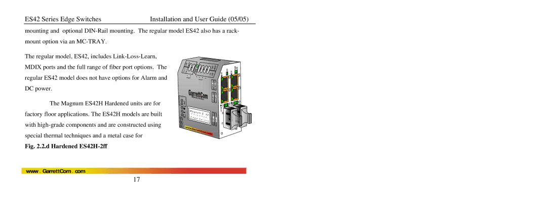 GarrettCom manual D Hardened ES42H-2ff 