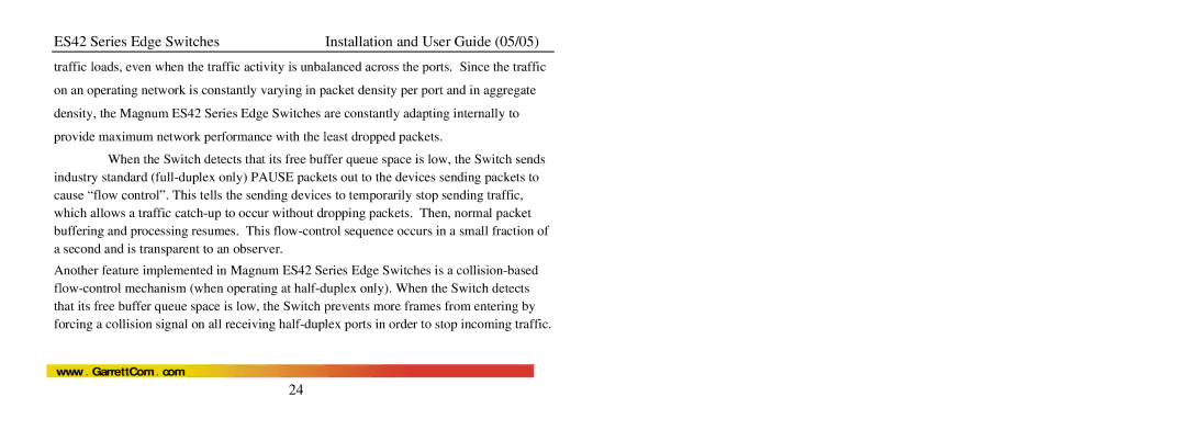 GarrettCom manual ES42 Series Edge Switches Installation and User Guide 05/05 