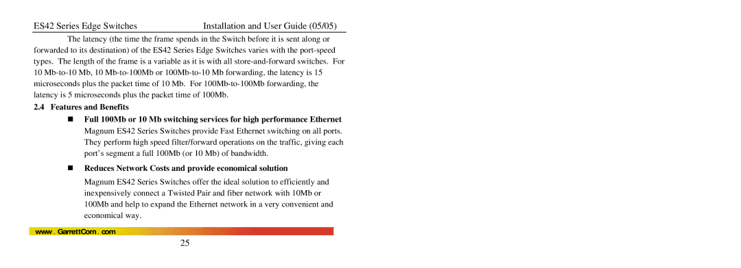 GarrettCom ES42 manual Reduces Network Costs and provide economical solution 