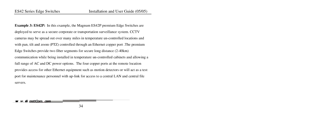 GarrettCom manual ES42 Series Edge Switches Installation and User Guide 05/05 