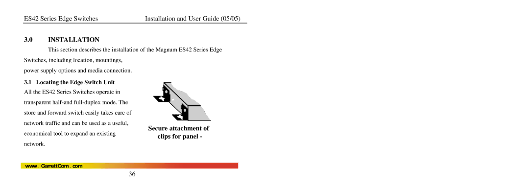 GarrettCom ES42 manual Secure attachment of clips for panel 