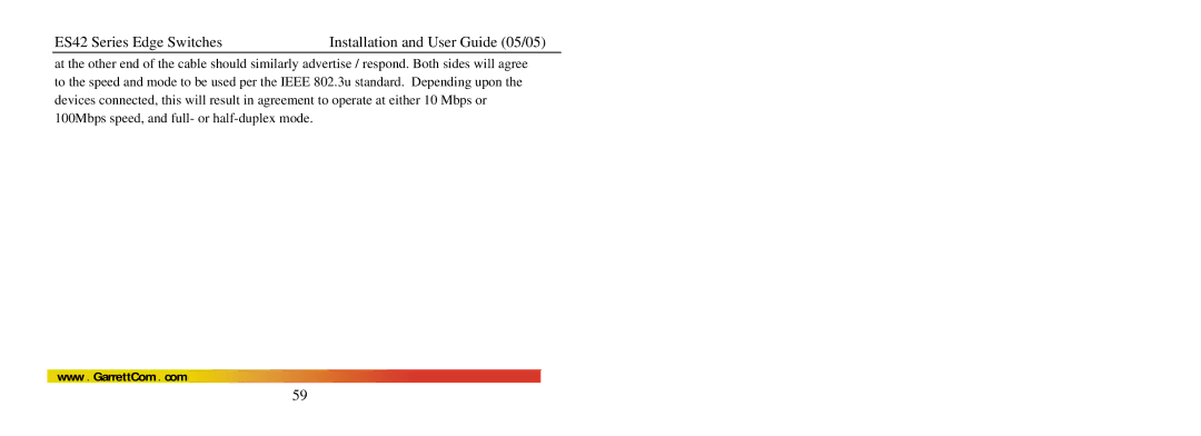 GarrettCom manual ES42 Series Edge Switches Installation and User Guide 05/05 