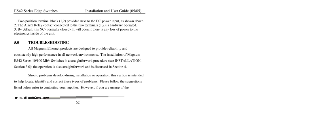 GarrettCom ES42 manual Troubleshooting 