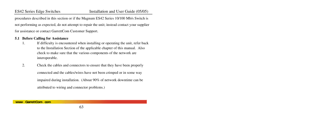 GarrettCom ES42 manual Before Calling for Assistance 