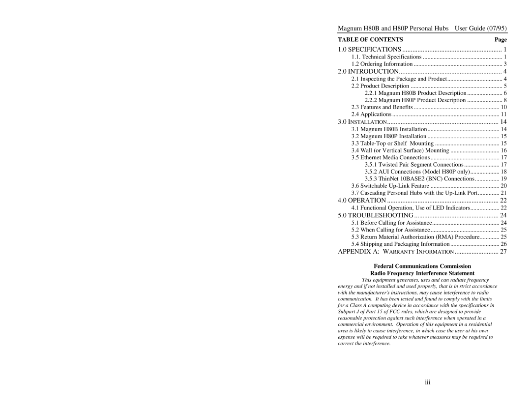 GarrettCom H80B, H80P manual Introduction, Table of Contents 