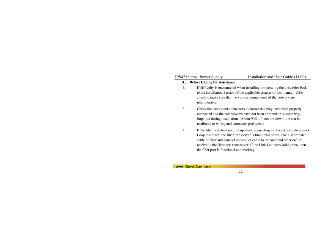 GarrettCom IPS42 manual Before Calling for Assistance 