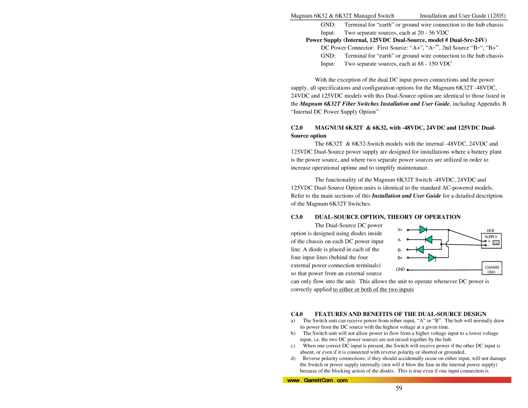 GarrettCom Magnum 6K32T user manual C4.0 Features and Benefits of the DUAL-SOURCE Design 