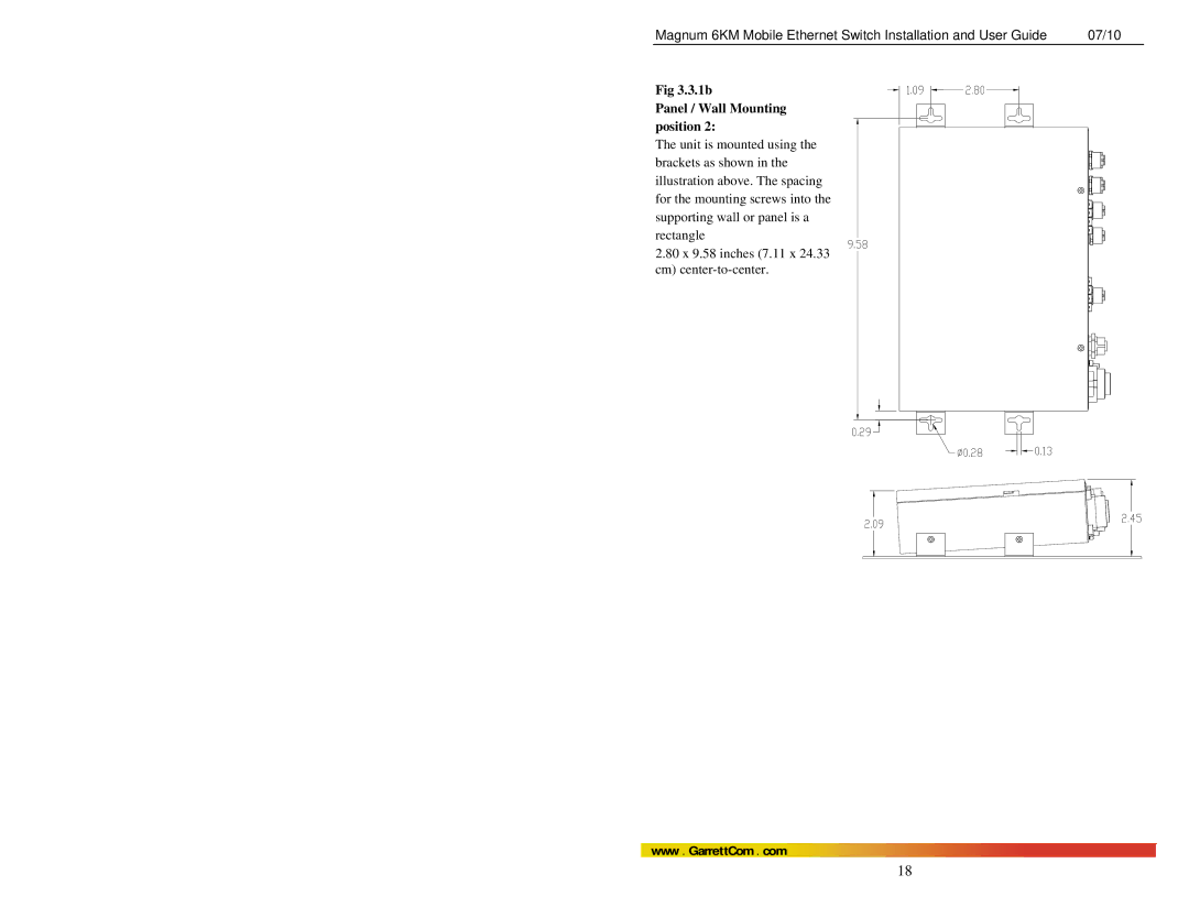 GarrettCom MAGNUM 6KM manual Panel / Wall Mounting position 