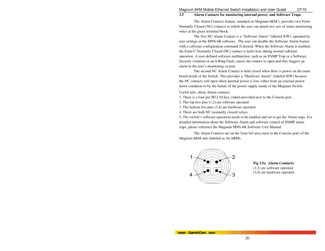 GarrettCom MAGNUM 6KM manual 5a Alarm Contacts 