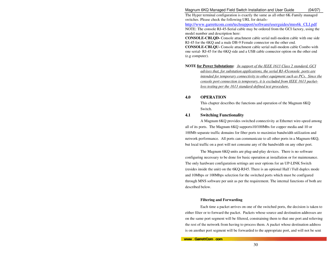 GarrettCom Magnum 6KQ manual Switching Functionality, Filtering and Forwarding 
