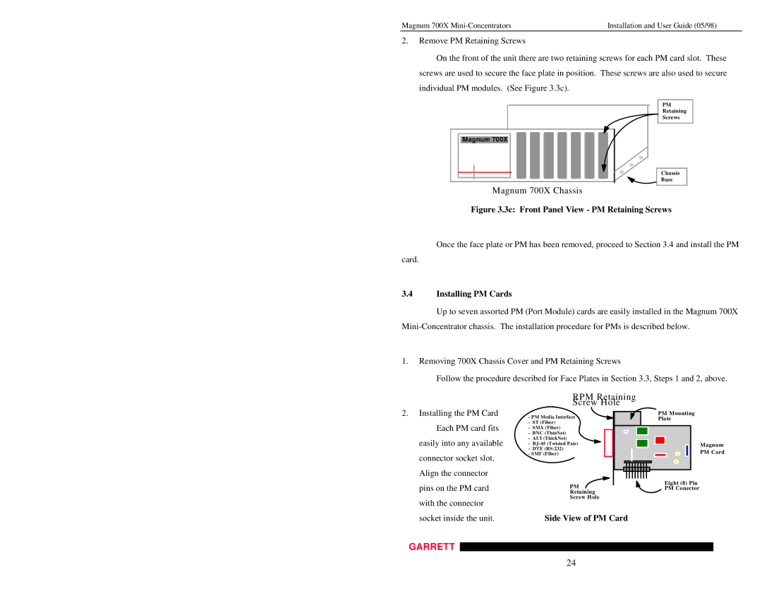 GarrettCom Magnum 700X manual Installing PM Cards, Installing the PM Card, Each PM card fits, Easily into any available 