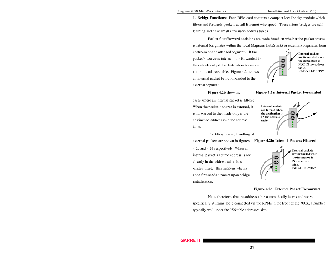 GarrettCom Magnum 700X manual Cases where an internal packet is filtered, When the packet’s source is external, it 