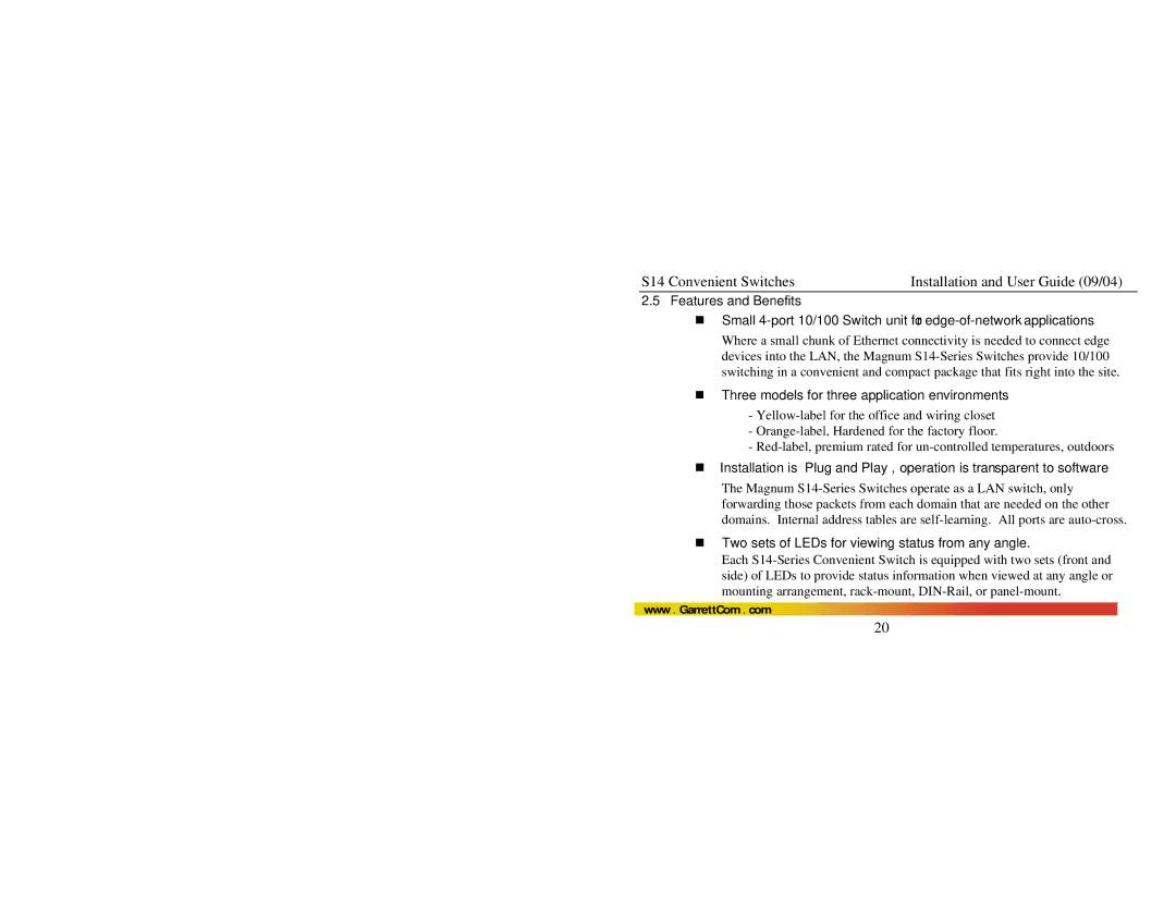 GarrettCom Magnum S14 manual „ Three models for three application environments 